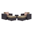 Modway Convene 5-Piece Outdoor Patio Sectional Set in Espresso/Mocha
