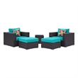 Modway Convene 5 Piece Sectional Set in Espresso Turquoise