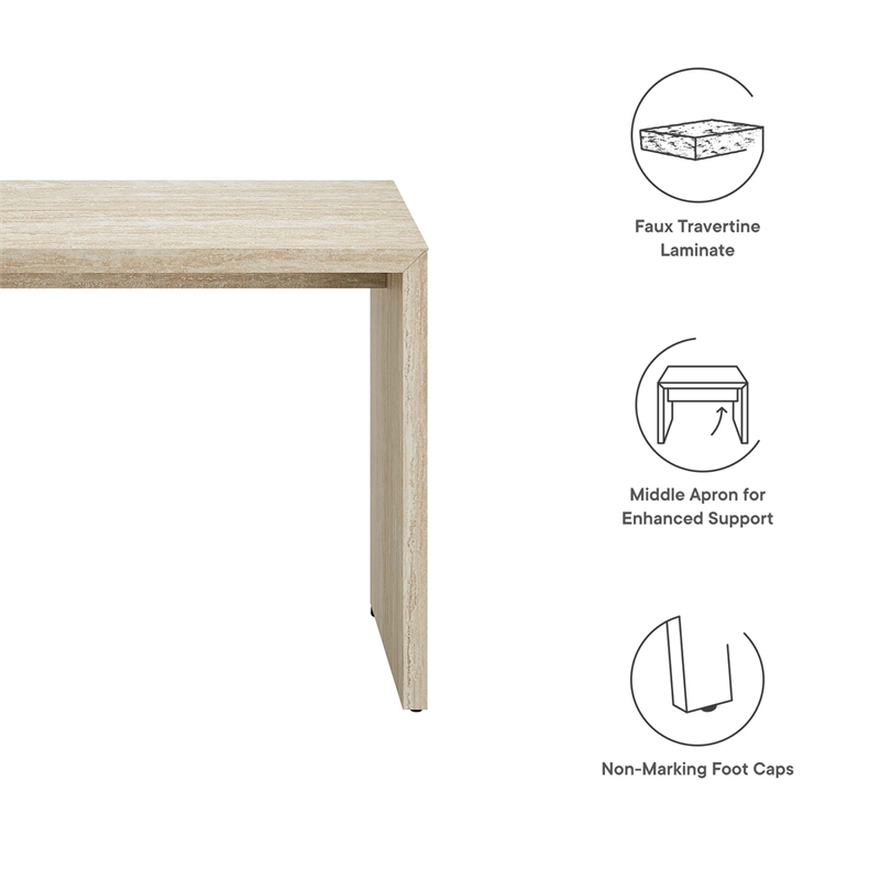 Modway Mirella Console Table in Faux Travertine Laminate