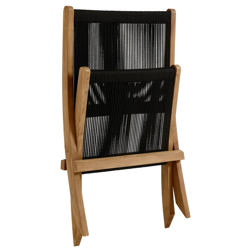 Vienna Folding Accent Lounge Chair in Natural Black