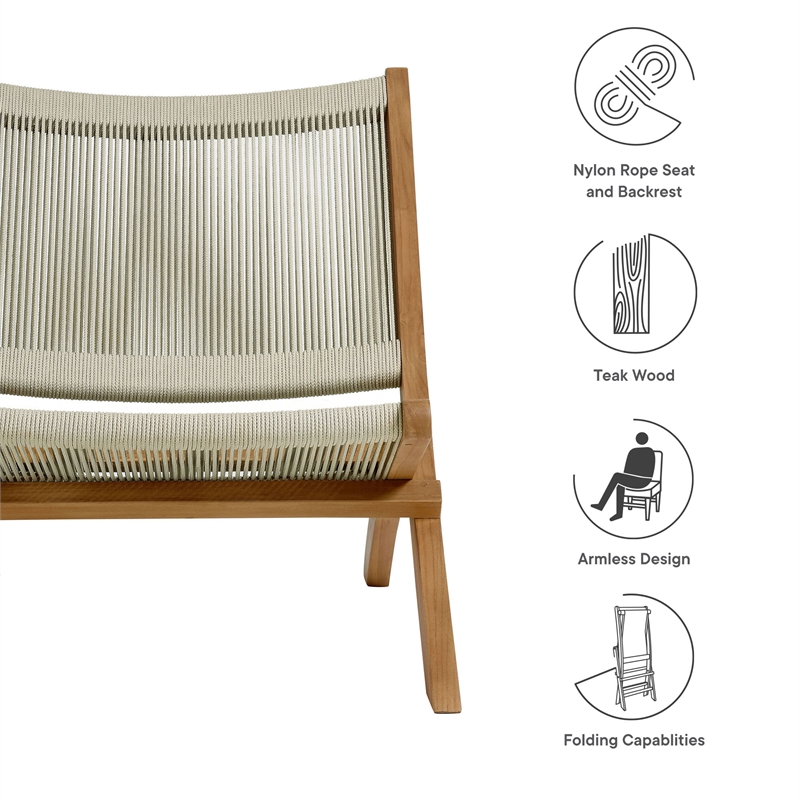 Vienna Folding Accent Lounge Chair in Natural Natural