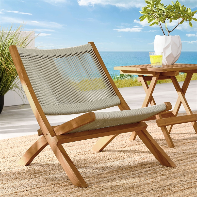 Vienna Folding Accent Lounge Chair in Natural Natural
