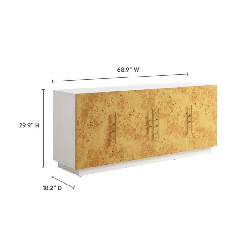 Abel Sideboard Buffet TV Stand in White Bleached Burl