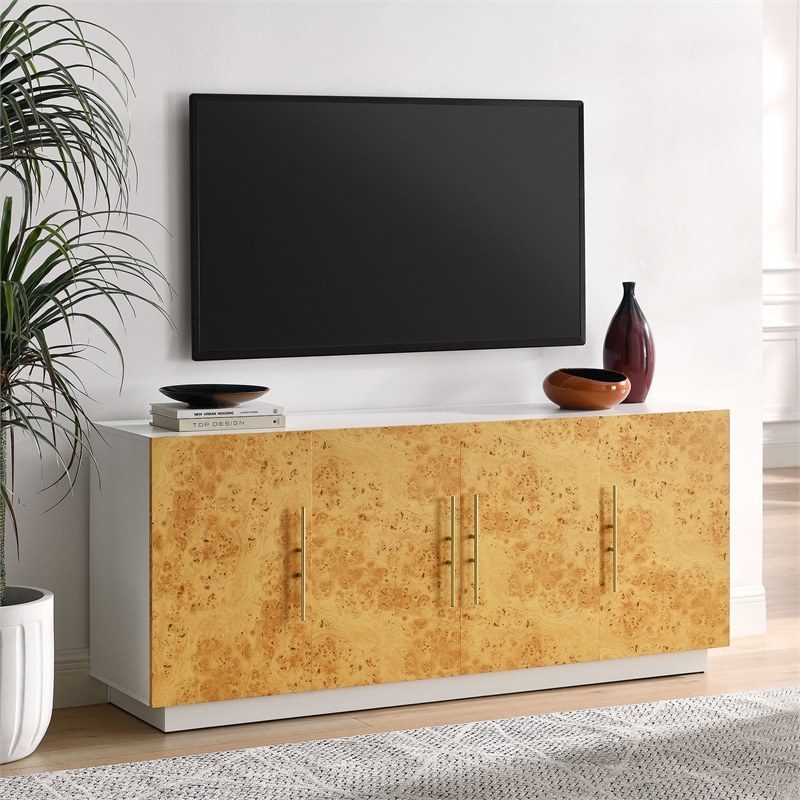 Abel Sideboard Buffet TV Stand in White Bleached Burl