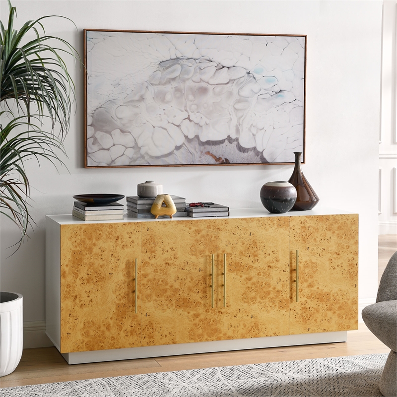 Abel Sideboard Buffet TV Stand in White Bleached Burl