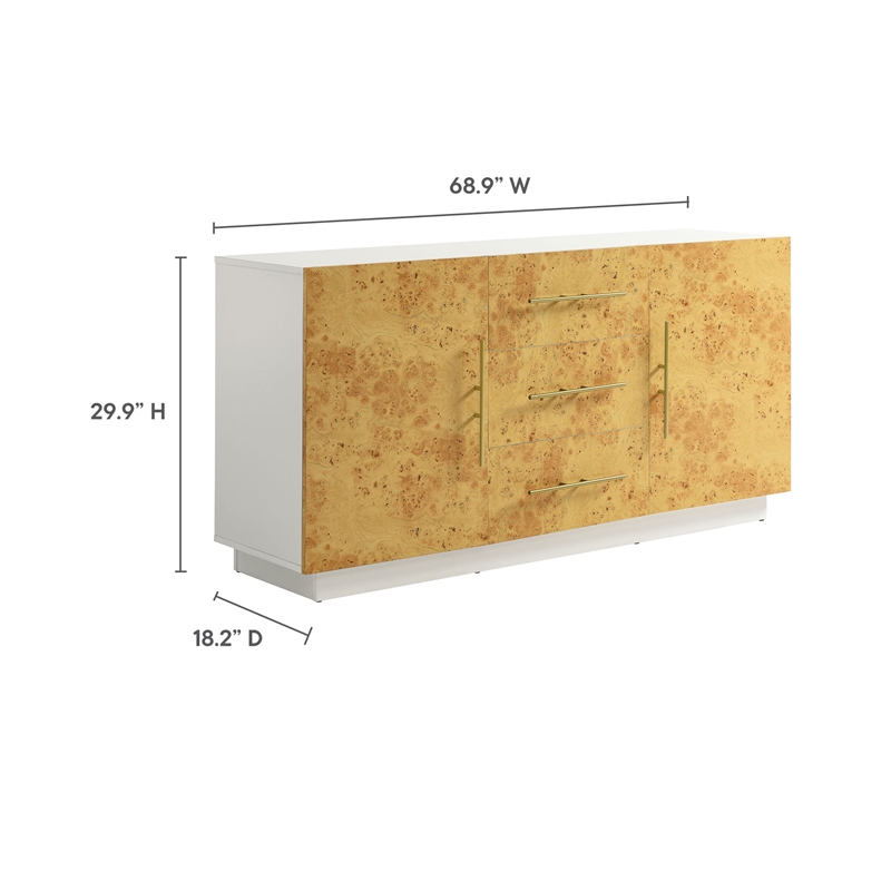 Abel Sideboard Buffet TV Stand in White Bleached Burl