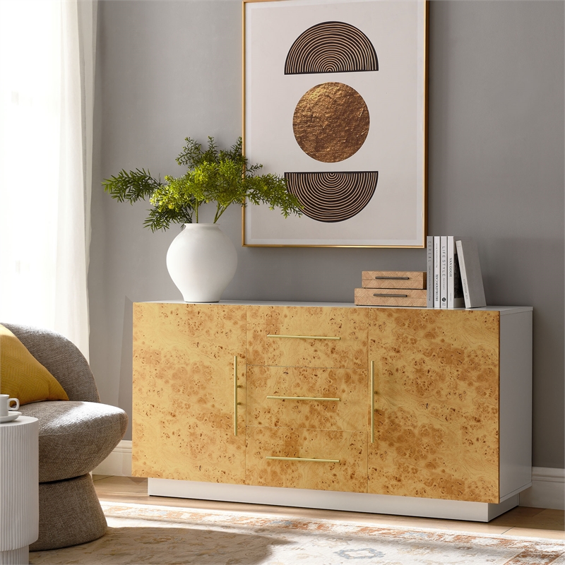 Abel Sideboard Buffet TV Stand in White Bleached Burl