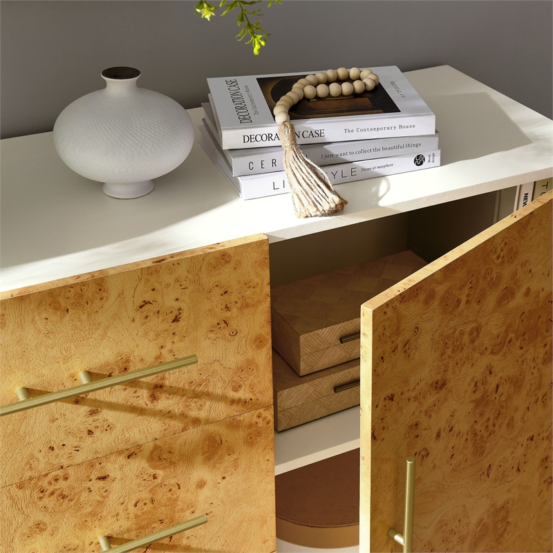 Abel Sideboard Buffet TV Stand in White Bleached Burl