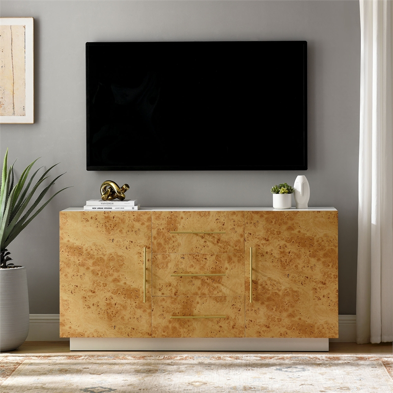 Abel Sideboard Buffet TV Stand in White Bleached Burl
