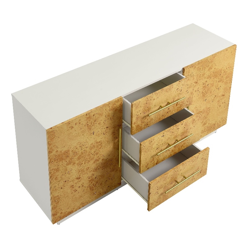 Abel Sideboard Buffet TV Stand in White Bleached Burl