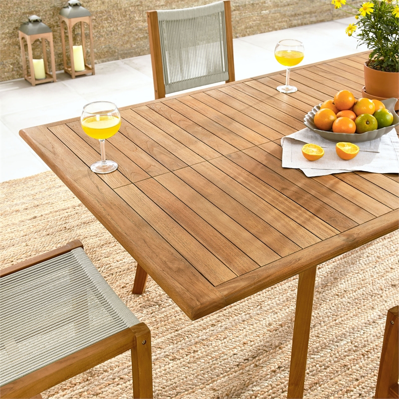 Vienna 7-Piece Dining Set with Armless Chairs in Natural Natural