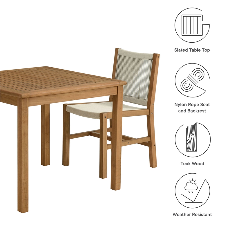Vienna 3-Piece Dining Set with Armless Chiars in Natural Natural