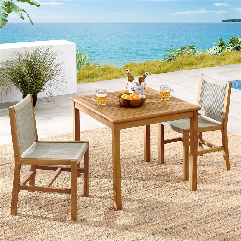 Vienna 3-Piece Dining Set with Armless Chiars in Natural Natural