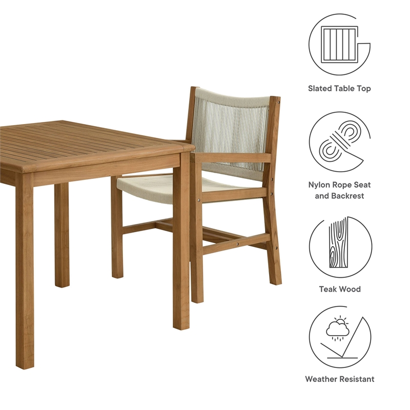 Vienna 3-Piece Dining Set with Armchairs in Natural Natural