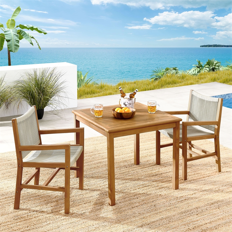 Vienna 3-Piece Dining Set with Armchairs in Natural Natural