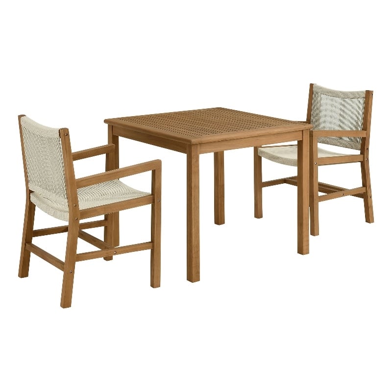 Vienna 3-Piece Dining Set with Armchairs in Natural Natural