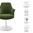 Lippa Swivel Dining Armchair in White Moss Green