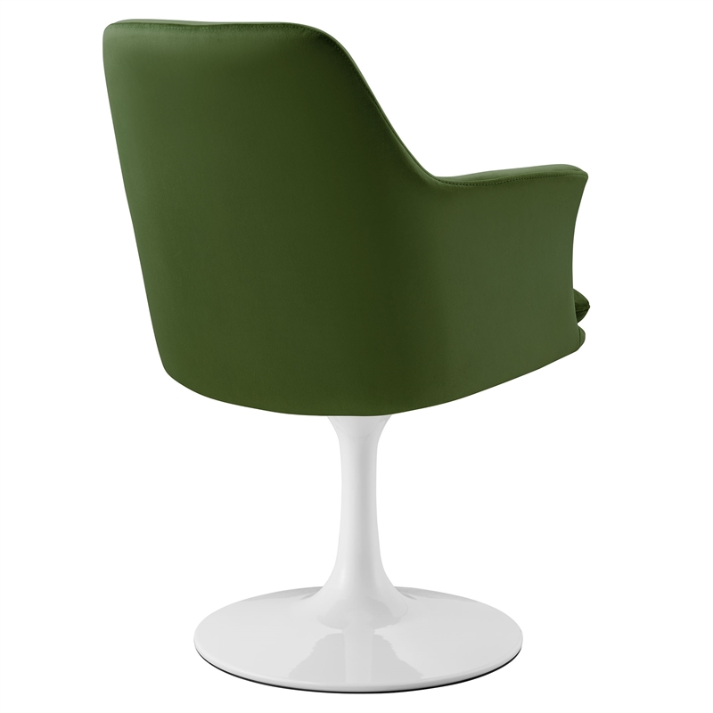 Lippa Swivel Dining Armchair in White Moss Green
