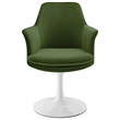 Lippa Swivel Dining Armchair in White Moss Green