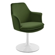 Lippa Swivel Dining Armchair in White Moss Green