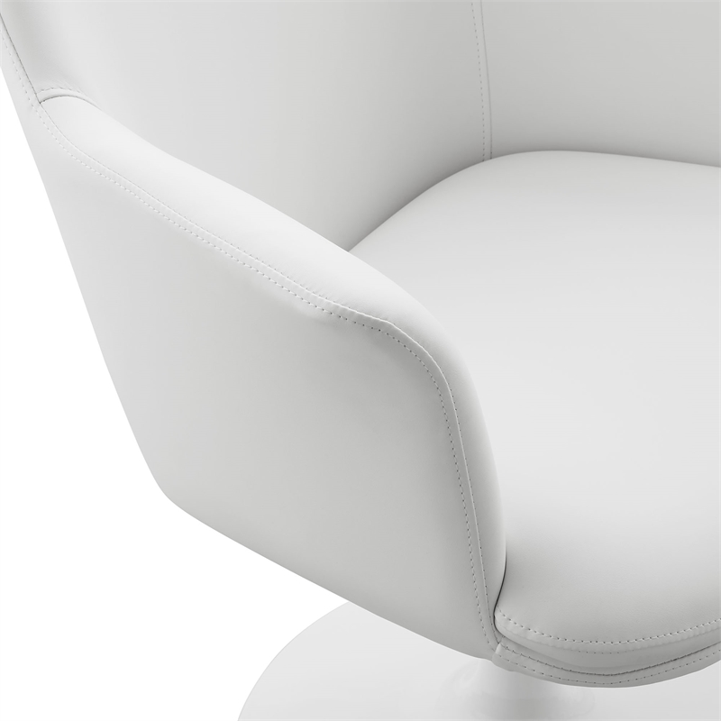 Modway Lippa Vegan Leather Upholstered Swivel Dining Armchair in White White