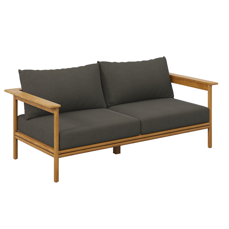 Modway Wren 4-Piece Solid Teak Wood Furniture Set in Natural Flint Gray