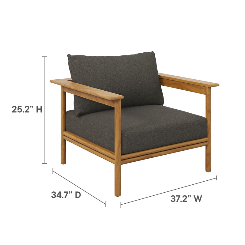Modway Wren 4-Piece Solid Teak Wood Furniture Set in Natural Flint Gray