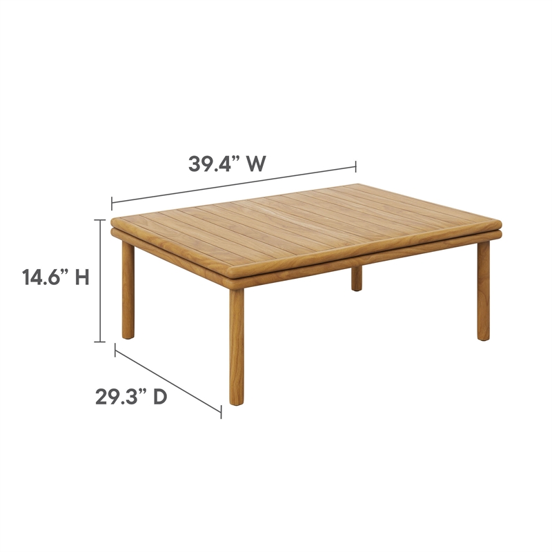 Modway Wren 4-Piece Solid Teak Wood Furniture Set in Natural Flint Gray