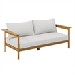 Modway Wren 4-Piece Solid Teak Wood Patio Set in Natural Sail