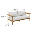 Modway Wren 4-Piece Solid Teak Wood Patio Set in Natural Sail