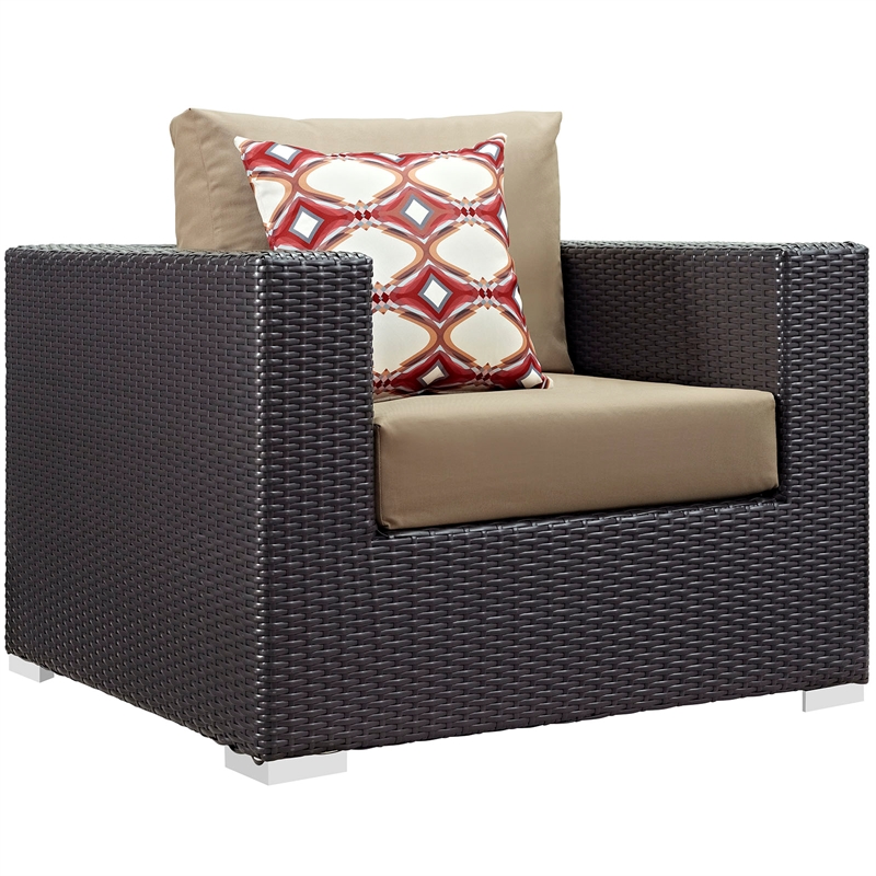 Modway Convene 4-Piece Outdoor Patio Sectional Set in Espresso/Mocha