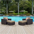 Modway Convene 4-Piece Outdoor Patio Sectional Set in Espresso/Mocha