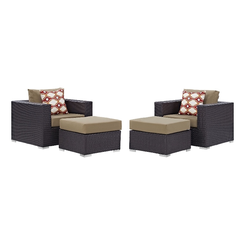 Modway Convene 4-Piece Outdoor Patio Sectional Set in Espresso/Mocha