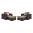 Modway Convene 4-Piece Outdoor Patio Sectional Set in Espresso/Mocha