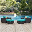 Modway Convene 4 Piece Sectional Set in Espresso Turquoise