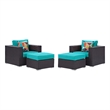 Modway Convene 4 Piece Sectional Set in Espresso Turquoise