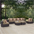 Modway Convene 8-Piece Outdoor Patio Sectional Set in Espresso/Mocha