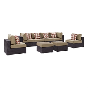 Modway Convene 8-Piece Outdoor Patio Sectional Set in Espresso/Mocha