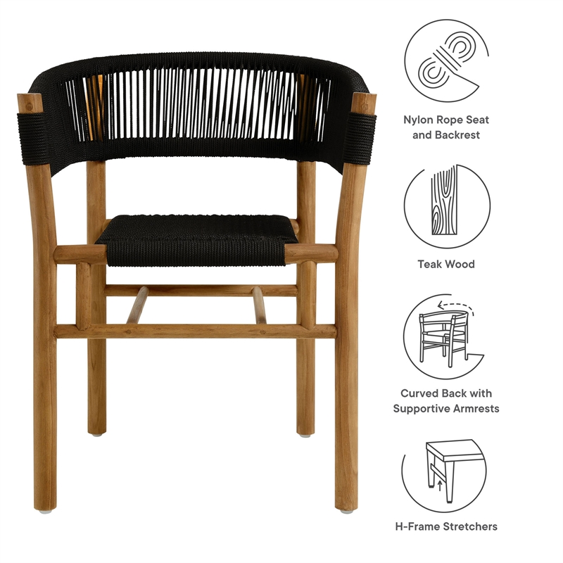 Vienna Curved-Back Dining Armchairs Set of 2 in Natural Black