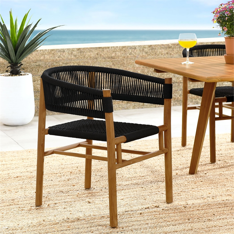Vienna Curved-Back Dining Armchairs Set of 2 in Natural Black