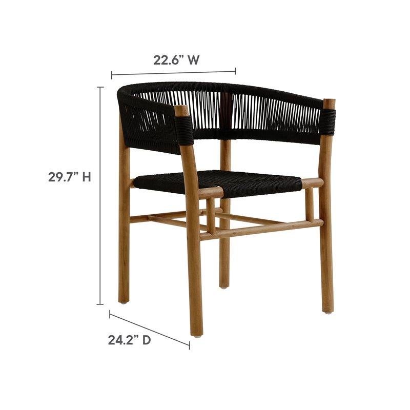 Vienna 5-Piece Dining Set with Curved-Back Armchairs in Natural Black