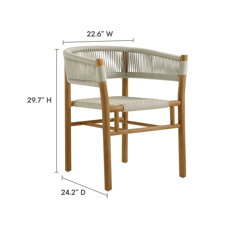 Vienna 5-Piece Dining Set with Curved-Back Armchairs in Natural Natural