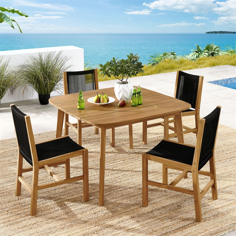 Vienna 5-Piece Dining Set with Armless Chairs in Natural Black