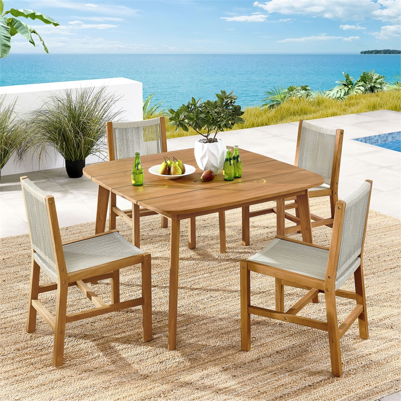 Vienna 5-Piece Dining Set with Armless Chairs in Natural Natural