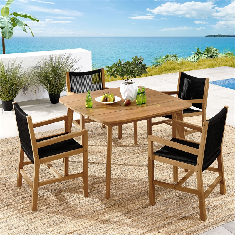 Vienna 5-Piece Dining Set with Armchairs in Natural Black