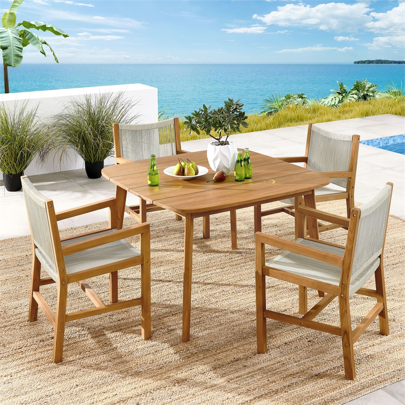 Vienna 5-Piece Dining Set with Armchairs in Natural Natural