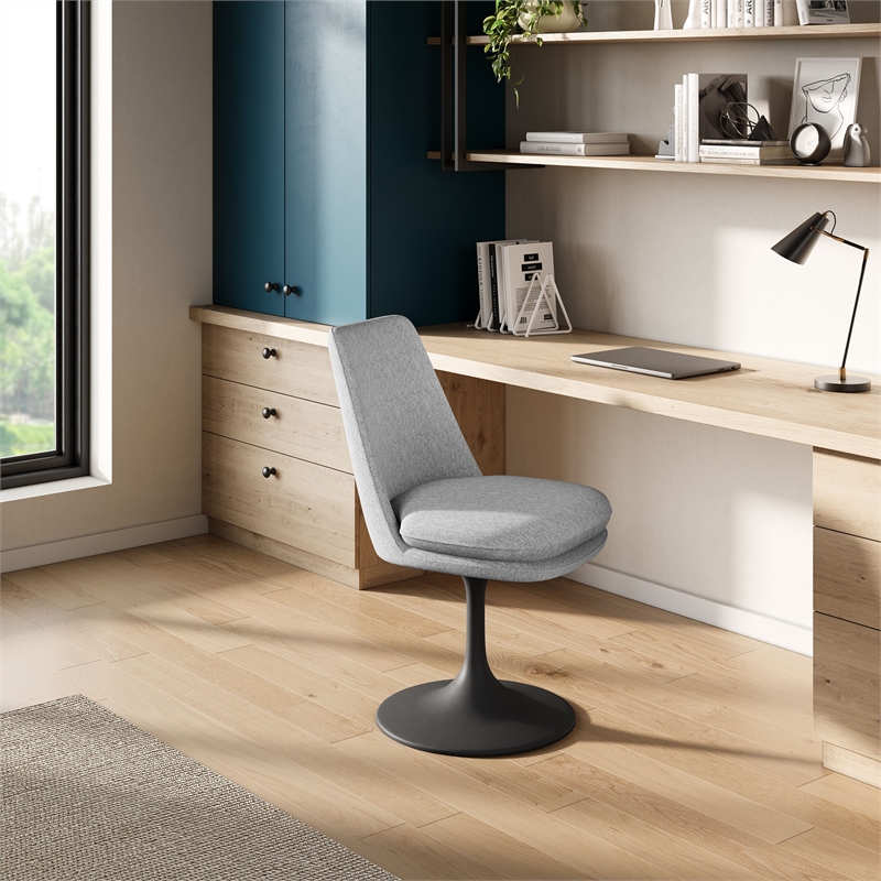 Lippa Swivel Dining Chair in Black Light Gray