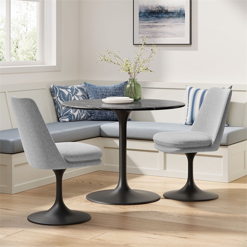 Lippa Swivel Dining Chair in Black Light Gray