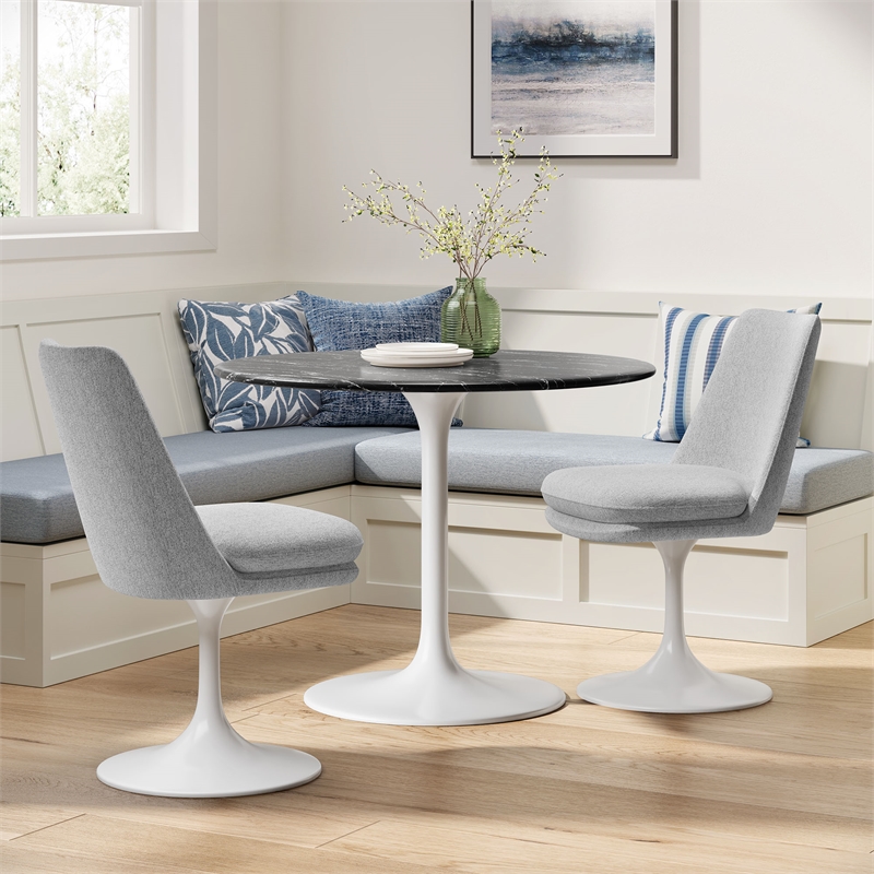 Lippa Swivel Dining Chair in White Light Gray