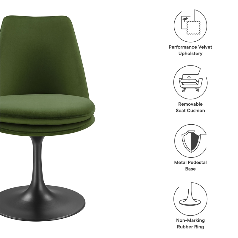 Lippa Swivel Dining Chair in Black Moss Green
